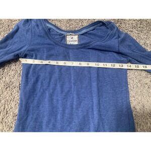 Poof Excellence Blue Heathered Long Sleeve Scoop Neck Stretch Tee Medium